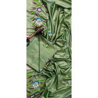 Bhagalpuri Dupian Semi Silk Unstitched Suit Piece with Hand Brush Painting